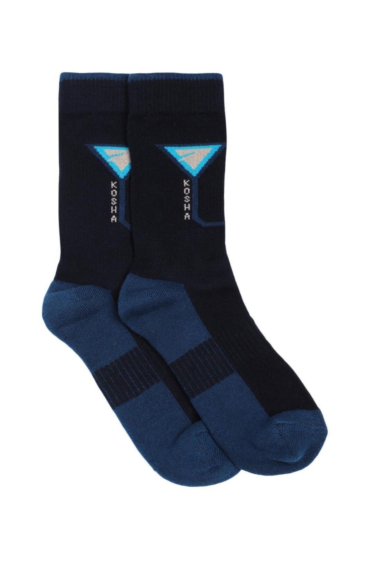Navy & Black Regular Length Cotton Sports Socks | Men
